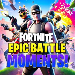 A vibrant and eye-catching YouTube video thumbnail featuring Fortnite Battle Royale