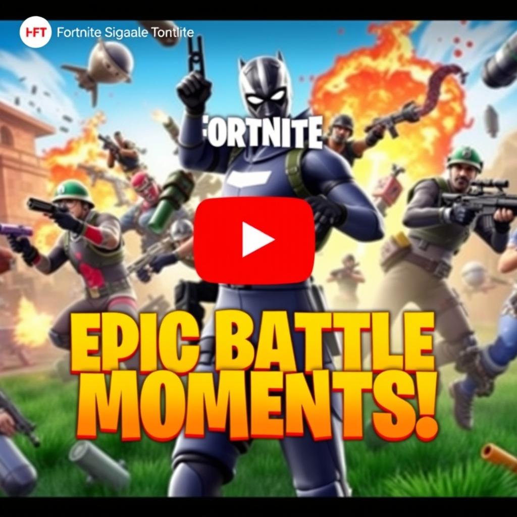 A vibrant and eye-catching YouTube video thumbnail featuring Fortnite Battle Royale