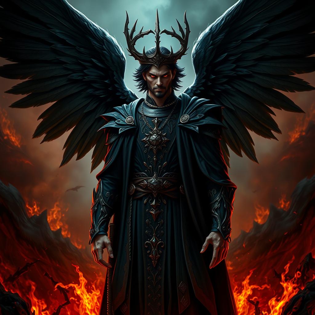 A character poster featuring Lucifer, the Fallen Seraphim Angel and Ruler of the Pride Ring in Hell