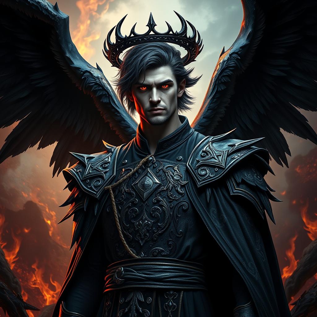 A character poster featuring Lucifer, the Fallen Seraphim Angel and Ruler of the Pride Ring in Hell