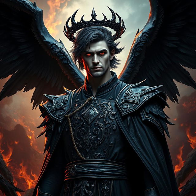 A character poster featuring Lucifer, the Fallen Seraphim Angel and Ruler of the Pride Ring in Hell