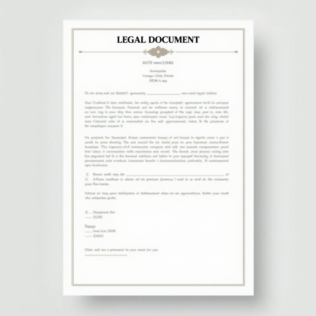 A professionally designed simple legal document template, with clean lines, an elegant border, and a formal font style