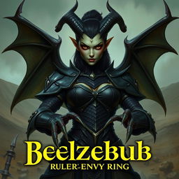 A realistic character poster featuring Beelzebub, the Ruler of the Envy Ring