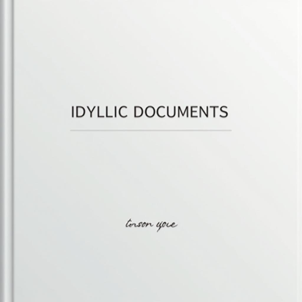 A minimalistic cover page for a document titled "IDYLLIC DOCUMENTS," featuring a clean and organized layout