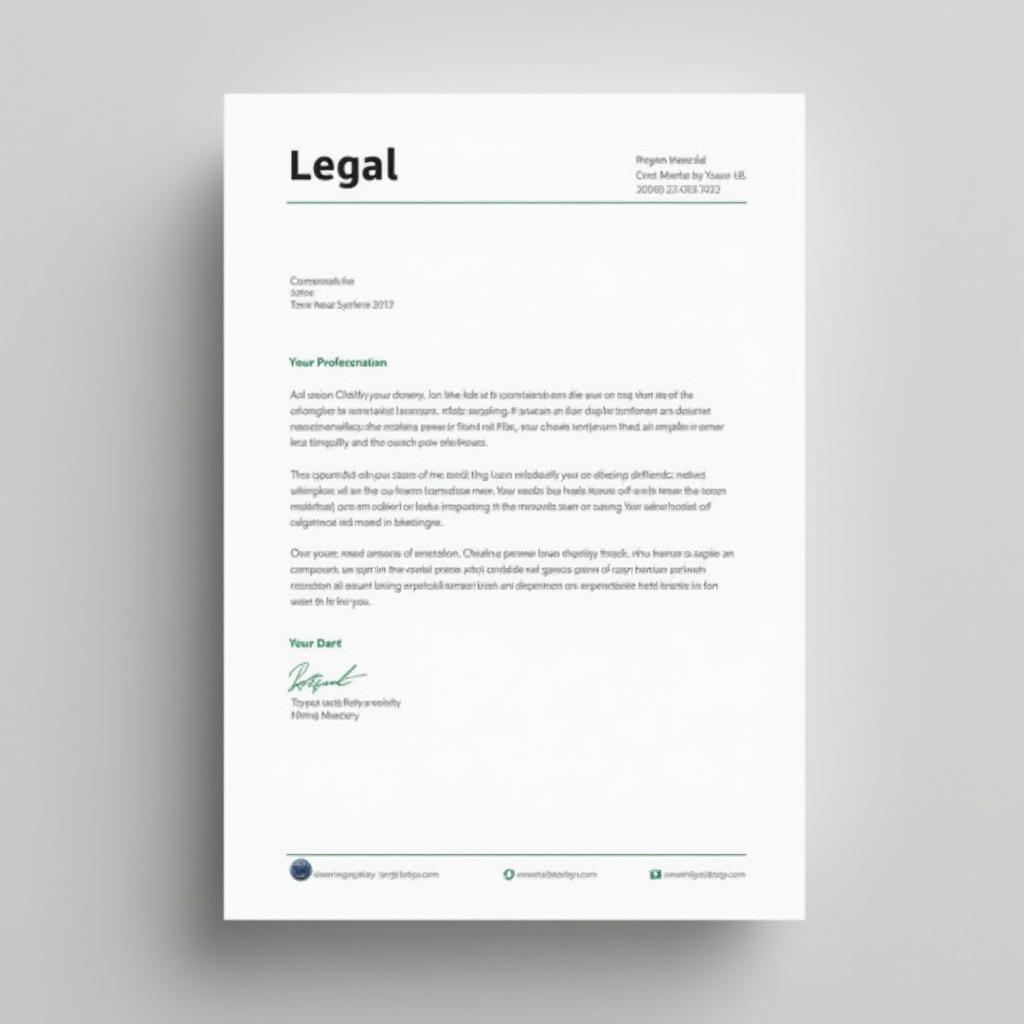 A simple professionally designed legal document template, featuring a clean and minimalist layout with structured sections for headings, subheadings, and body text