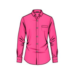 A stylish long-sleeve shirt design in a vibrant pink color, showcasing elegant details like subtle patterns or textures to add depth