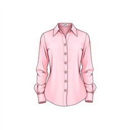 A chic long-sleeve women's shirt design in a vibrant pink hue