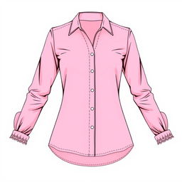 A chic long-sleeve women's shirt design in a vibrant pink hue