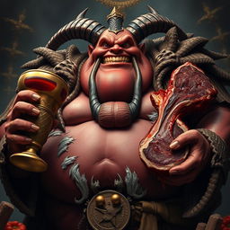 A very realistic, live-action character poster of Belphegor, the Ruler of the Gluttony Ring