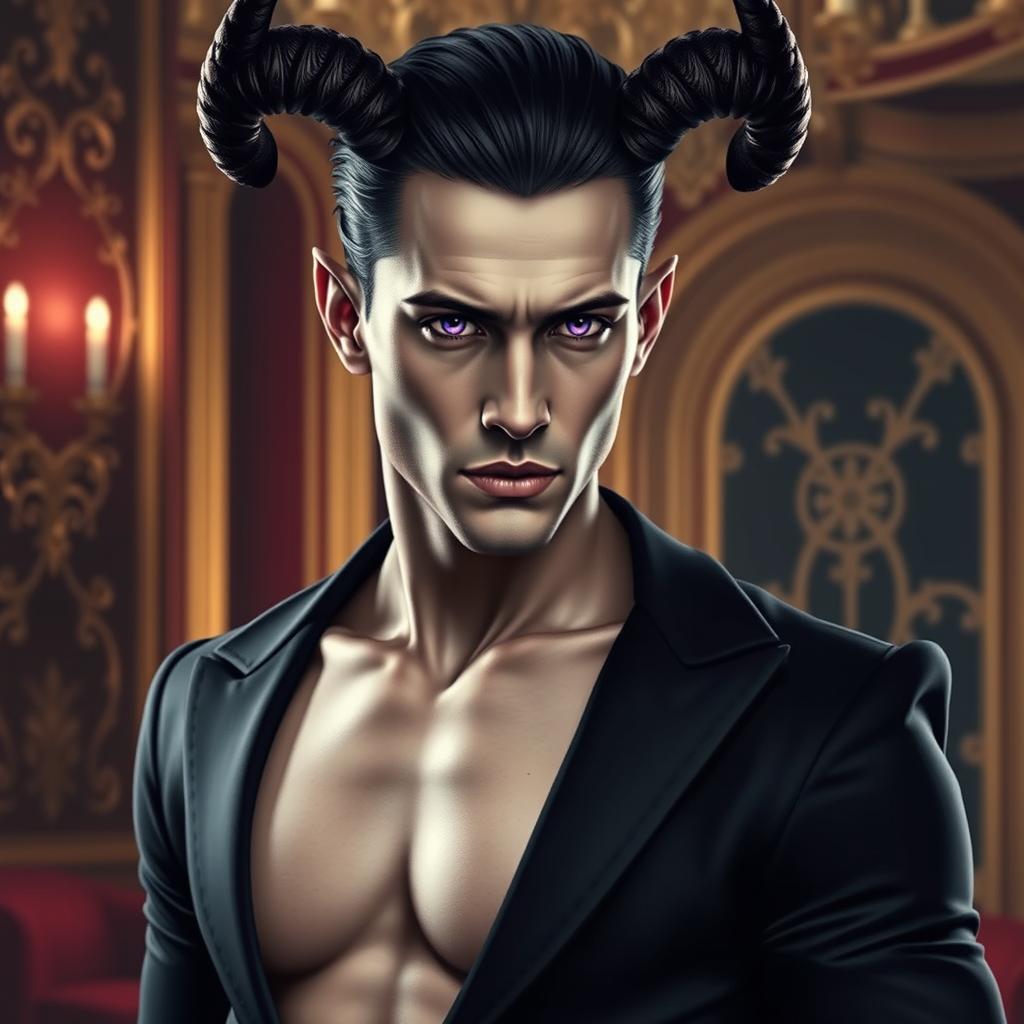 A very realistic, live-action character poster of Asmodeus, the Ruler of the Lust Ring