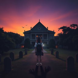 Aerial view of an old colonial-style school surrounded by lush trees, with a large, ancient school building featuring traditional Javanese architecture towering in the center