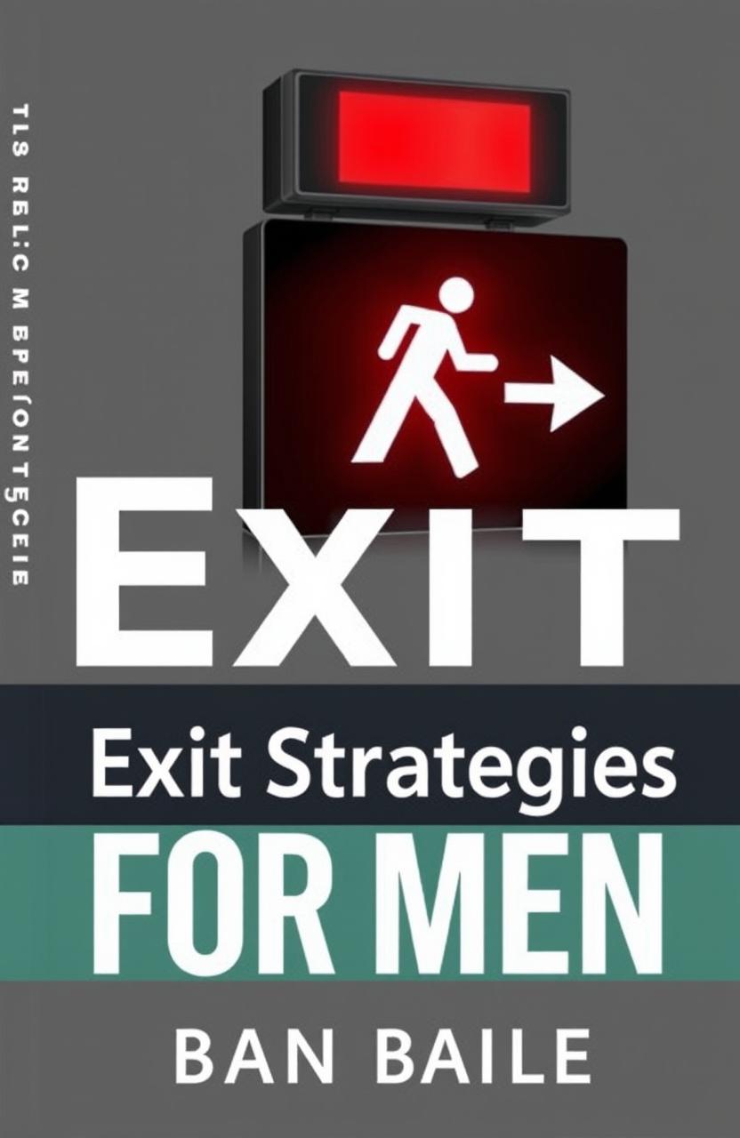 A professional and polished cover design for a book titled "Exit Strategies for Men"