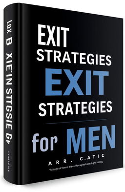 A professional and polished cover design for a book titled "Exit Strategies for Men"