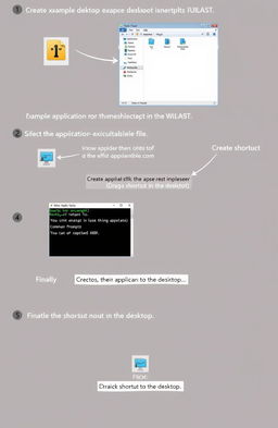 A step-by-step illustration demonstrating how to create a desktop shortcut using Win32 on a computer