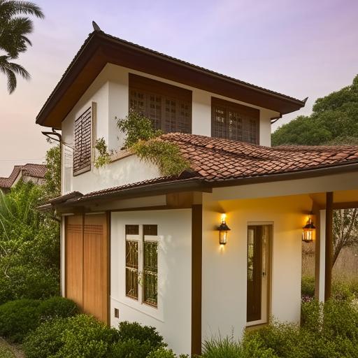 A small, double-story traditional house with excellent ventilation and impressive architecture. The house radiates a nostalgic charm, flawlessly blending functionality and time-honored design