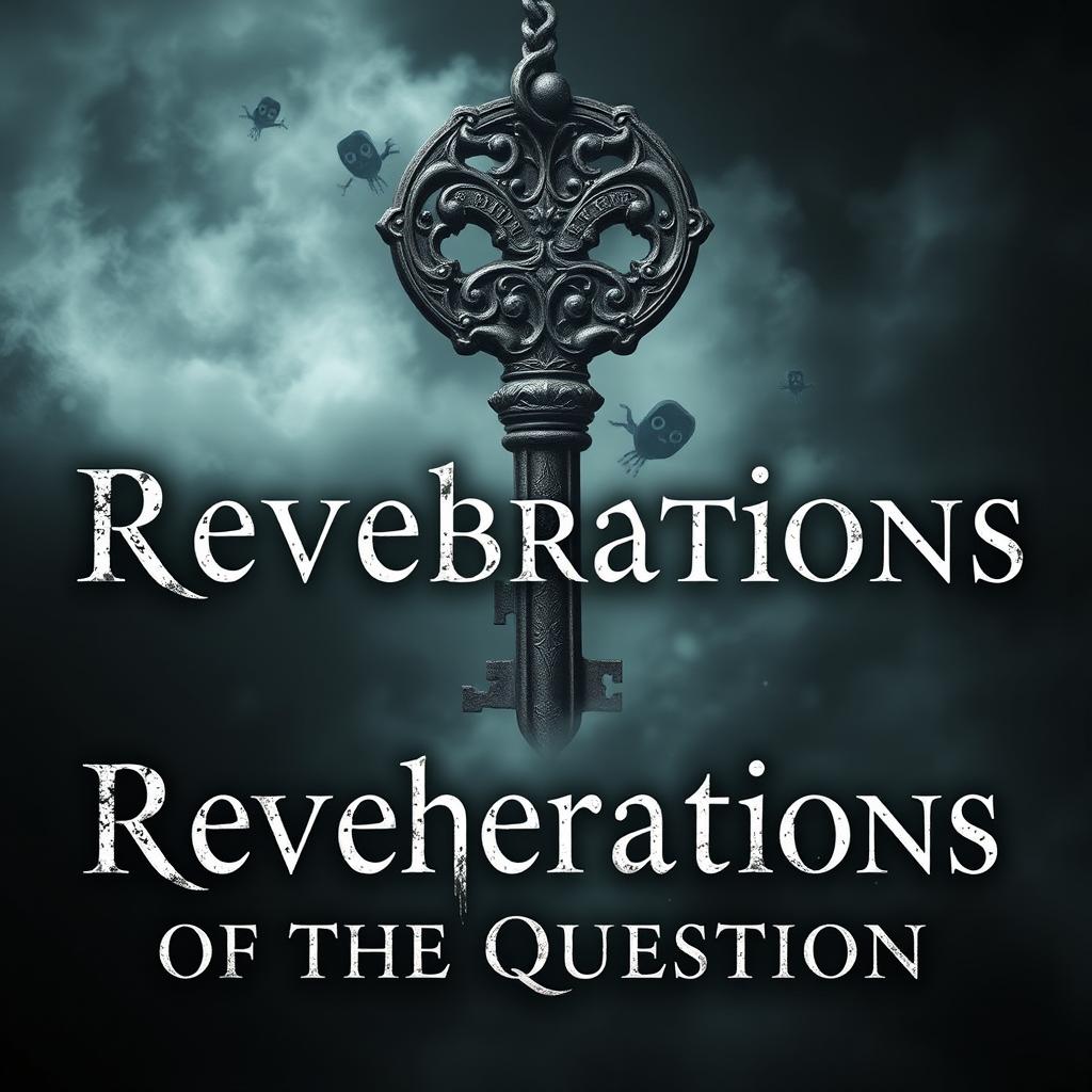 A chilling book cover for a dark horror novel titled 'Reverberations of the Question'