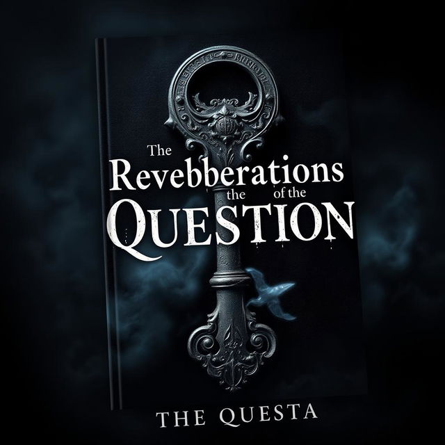 A chilling book cover for a dark horror novel titled 'Reverberations of the Question'