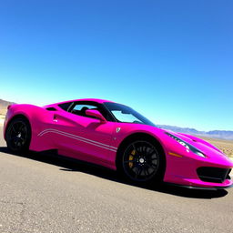 Bright magenta sports car with sleek side stripes, fully displayed from left to right