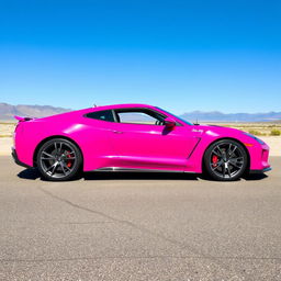 Bright magenta sports car with sleek side stripes, fully displayed from left to right