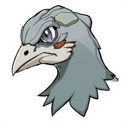 A creative illustration of a pigeon's head and extended neck in profile, imagined as a rock-type Pokémon