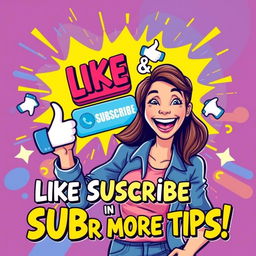 A vibrant and engaging illustration encouraging viewers to like and subscribe for more tips