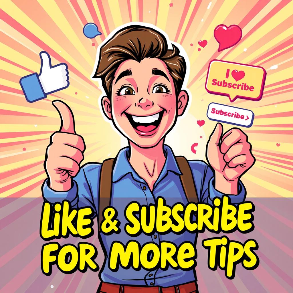 A vibrant and engaging illustration encouraging viewers to like and subscribe for more tips