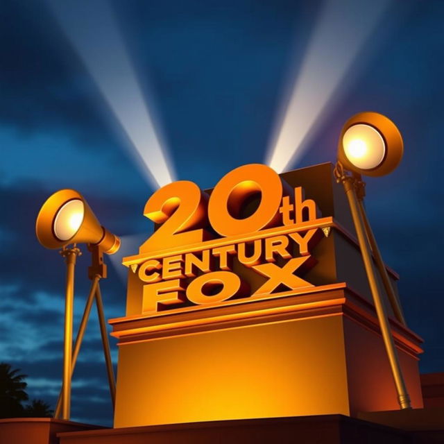 Create a visual that captures the iconic 20th Century Fox logo, showcasing an opulent and grandiose style