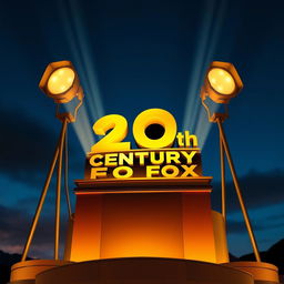 Create a visual that captures the iconic 20th Century Fox logo, showcasing an opulent and grandiose style