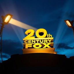 Create a visual that captures the iconic 20th Century Fox logo, showcasing an opulent and grandiose style