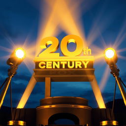 Create a visual that captures the iconic 20th Century Fox logo, showcasing an opulent and grandiose style