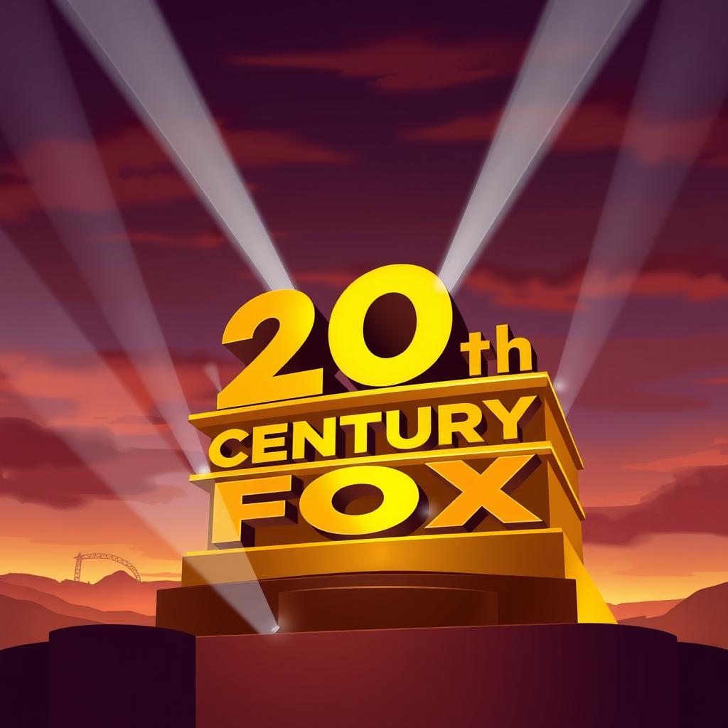 Illustrate the legendary 20th Century Fox logo, emphasizing its magnificent and timeless elegance