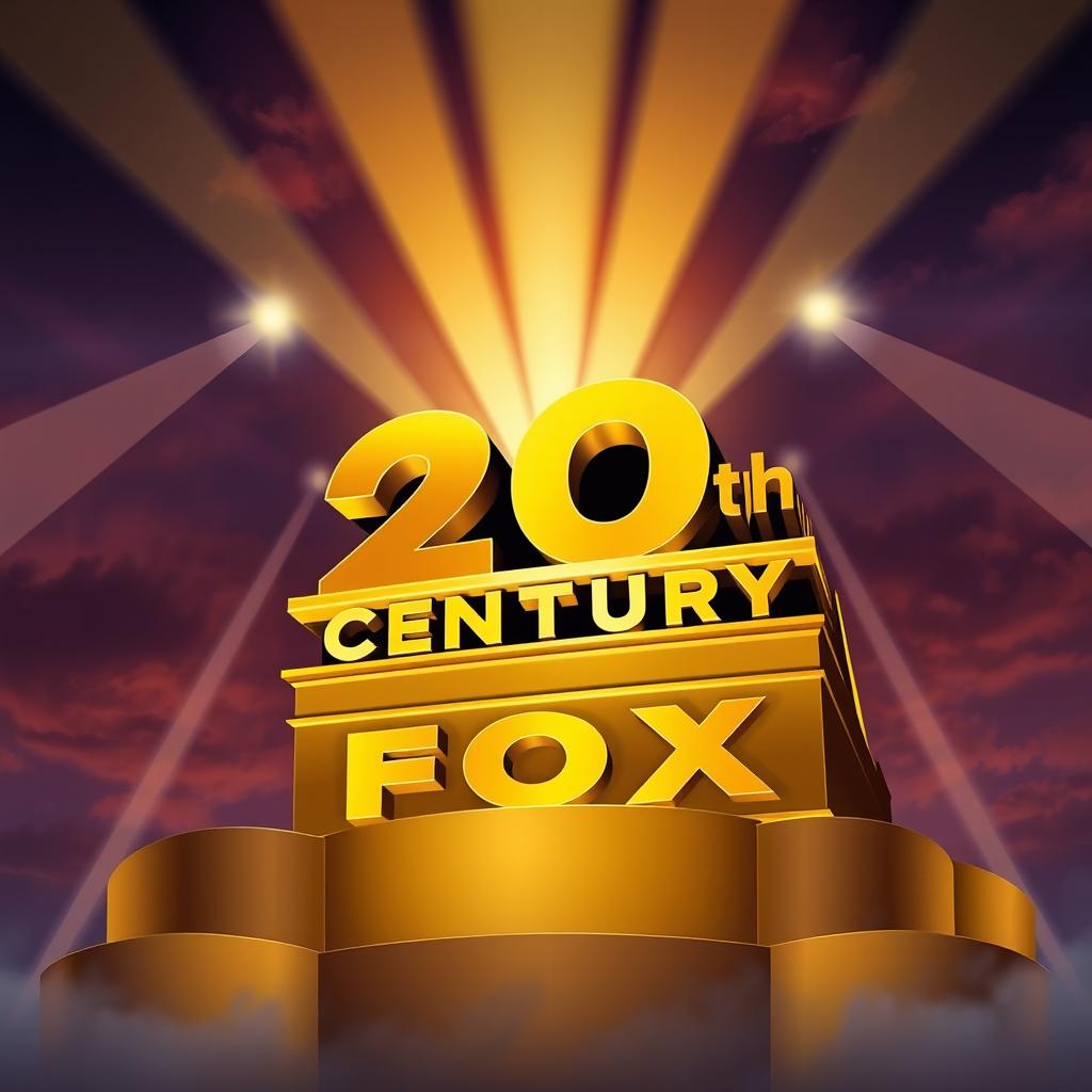 Illustrate the legendary 20th Century Fox logo, emphasizing its magnificent and timeless elegance