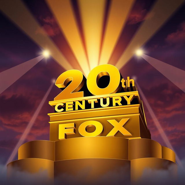 Illustrate the legendary 20th Century Fox logo, emphasizing its magnificent and timeless elegance