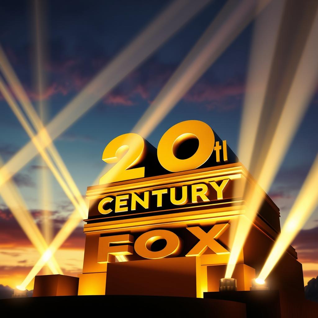 Capture the essence of the famous 20th Century Fox logo, highlighting its timeless grandeur