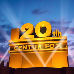 Capture the essence of the famous 20th Century Fox logo, highlighting its timeless grandeur