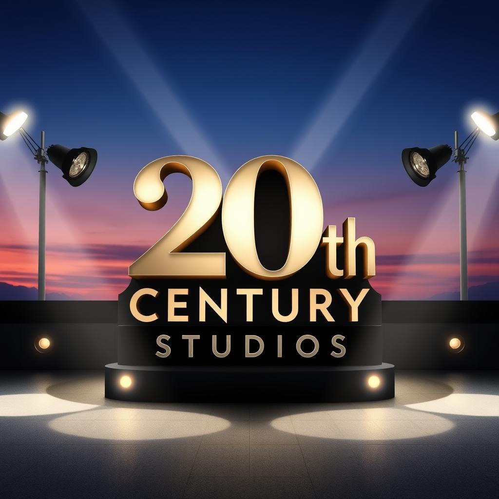 Create an artistic representation of the 20th Century Studios logo, highlighting its transition to a modern, sleek design while retaining its iconic elements