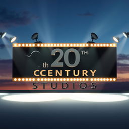 Create an artistic representation of the 20th Century Studios logo, highlighting its transition to a modern, sleek design while retaining its iconic elements