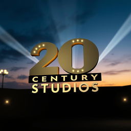 Create an artistic representation of the 20th Century Studios logo, highlighting its transition to a modern, sleek design while retaining its iconic elements