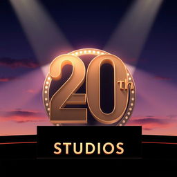 Create an artistic representation of the 20th Century Studios logo, highlighting its transition to a modern, sleek design while retaining its iconic elements