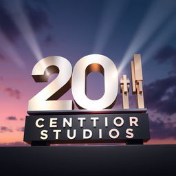 Create a modern representation of the 20th Century Studios logo as it appeared in 2022, highlighting the sleek and contemporary design that honors its cinematic legacy