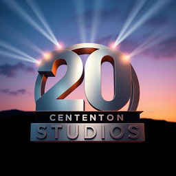 Create a modern representation of the 20th Century Studios logo as it appeared in 2022, highlighting the sleek and contemporary design that honors its cinematic legacy