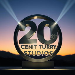 Create a modern representation of the 20th Century Studios logo as it appeared in 2022, highlighting the sleek and contemporary design that honors its cinematic legacy