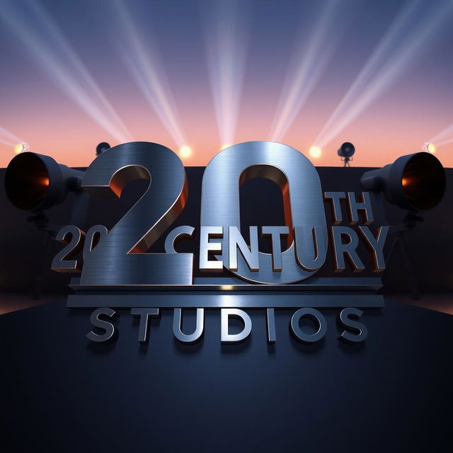 Create a modern representation of the 20th Century Studios logo as it appeared in 2022, highlighting the sleek and contemporary design that honors its cinematic legacy