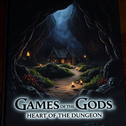 Book cover with the title at the bottom center: Games of the Gods: Heart of the Dungeon