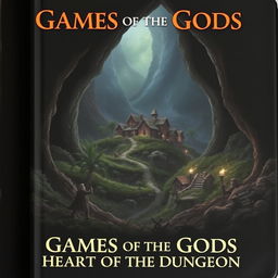 Book cover with the title at the bottom center: Games of the Gods: Heart of the Dungeon