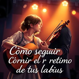 A captivating romance novel cover titled 'Cómo seguir el ritmo de tus labios'