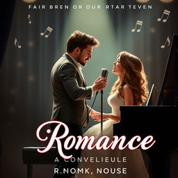 A romantic novel cover featuring two musicians, a man and a woman, in an intimate pose