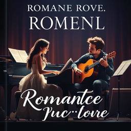 A romantic novel cover featuring two musicians: a female pianist and a male guitarist