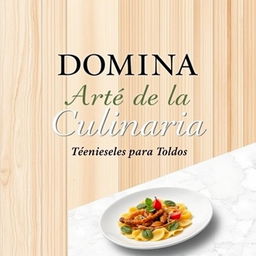 An elegant eBook cover featuring the title "Domina el Arte de la Culinaria: Técnicas Esenciales para Todos" crafted in sophisticated typography