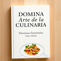 An elegant eBook cover featuring the title "Domina el Arte de la Culinaria: Técnicas Esenciales para Todos" crafted in sophisticated typography